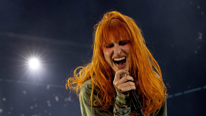 Hayley Williams performs with Paramore during the When We Were Young music festival on Oct. 23, 2022, in Las Vegas.