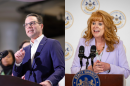 Gov. Josh Shapiro (left) and PA Treasurer Stacy Garrity.