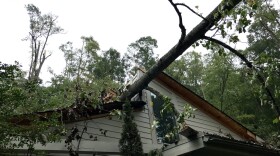 A home in North Asheville that suffered major damage from Helene. DAVID FORD/WFDD
