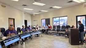 Marfa City Council members hear from supporters of a proposed Gaza ceasefire resolution on Feb. 29, 2024.