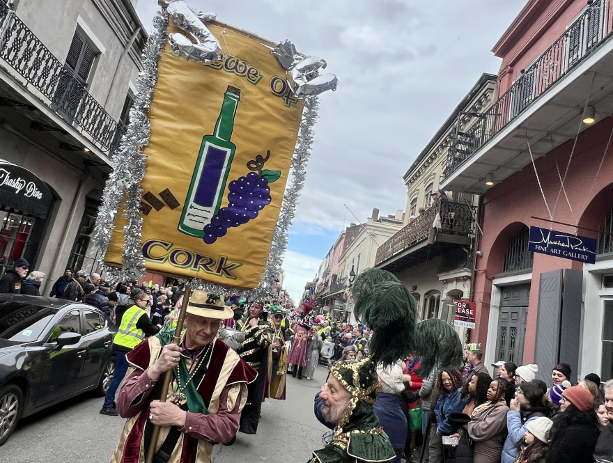 The Krewe of Cork celebrates wine during Mardi Gras in New Orleans.