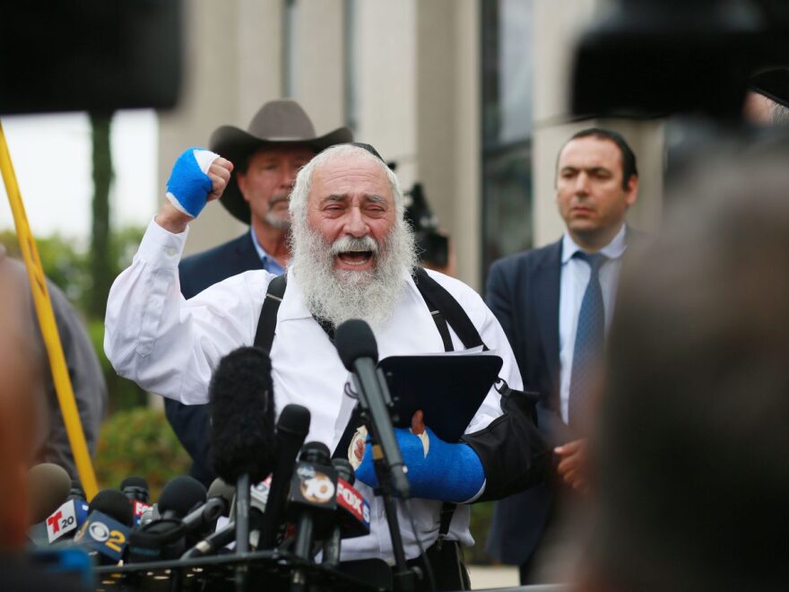 A day after his synagogue was attacked, Rabbi Yisroel Goldstein held a press conference outside the Chabad of Poway Synagogue to recount what happened during the deadly attack.