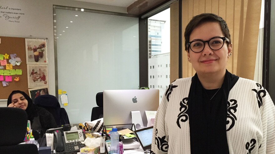 Esra Assery, 30, founded eTree, an online advertising agency in Riyadh, in 2011. The all-female company has a staff of more than 30 and Assery has plans to expand. Saudi women must be fully covered in public, but in an all-female office, they are not required to have a headscarf or an abaya, the robe-like dress.