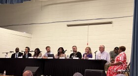 Candidates for Asheville mayor, city council and Buncombe County sheriff onstage at a forum at the Shiloh Community Center Wednesday, August 12, 2026.
