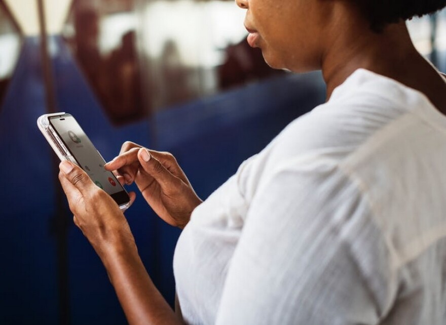 A woman on her phone