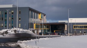A long exposure of Kodiak High School as a car drives by. March 02, 2023. Brian Venua/KMXT