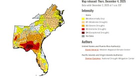 U.S. Drought Monitor map for Southeast United States.