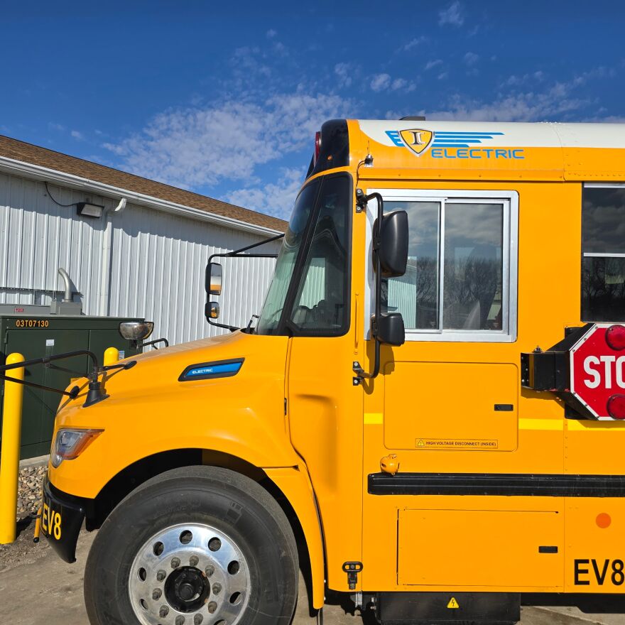 One of the Sioux City School District electric buses is show, in an image from the district.