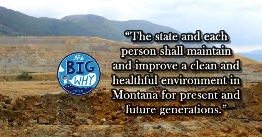 The Big Why logo overlaid on a photo of an open-surface mine near Butte, MT with tailings piled in the foreground.