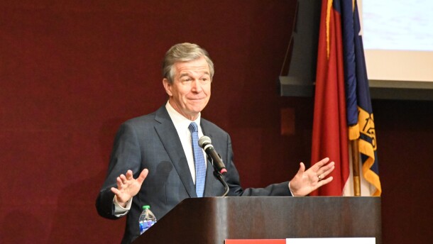 Gov. Roy Cooper appealed for support in fighting legislation that he says would undo his clean energy efforts. He spoke at the State Energy Conference in Raleigh Wednesday.