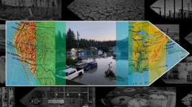 This image provided by the Alaska Department of Transportation and Public Facilities shows water in a neighborhood in Juneau, Alaska, Tuesday, Aug. 6, 2024, following an outburst of flooding from a lake dammed by the Mendenhall Glacier. (Alaska Department of Transportation and Public Facilities via AP)