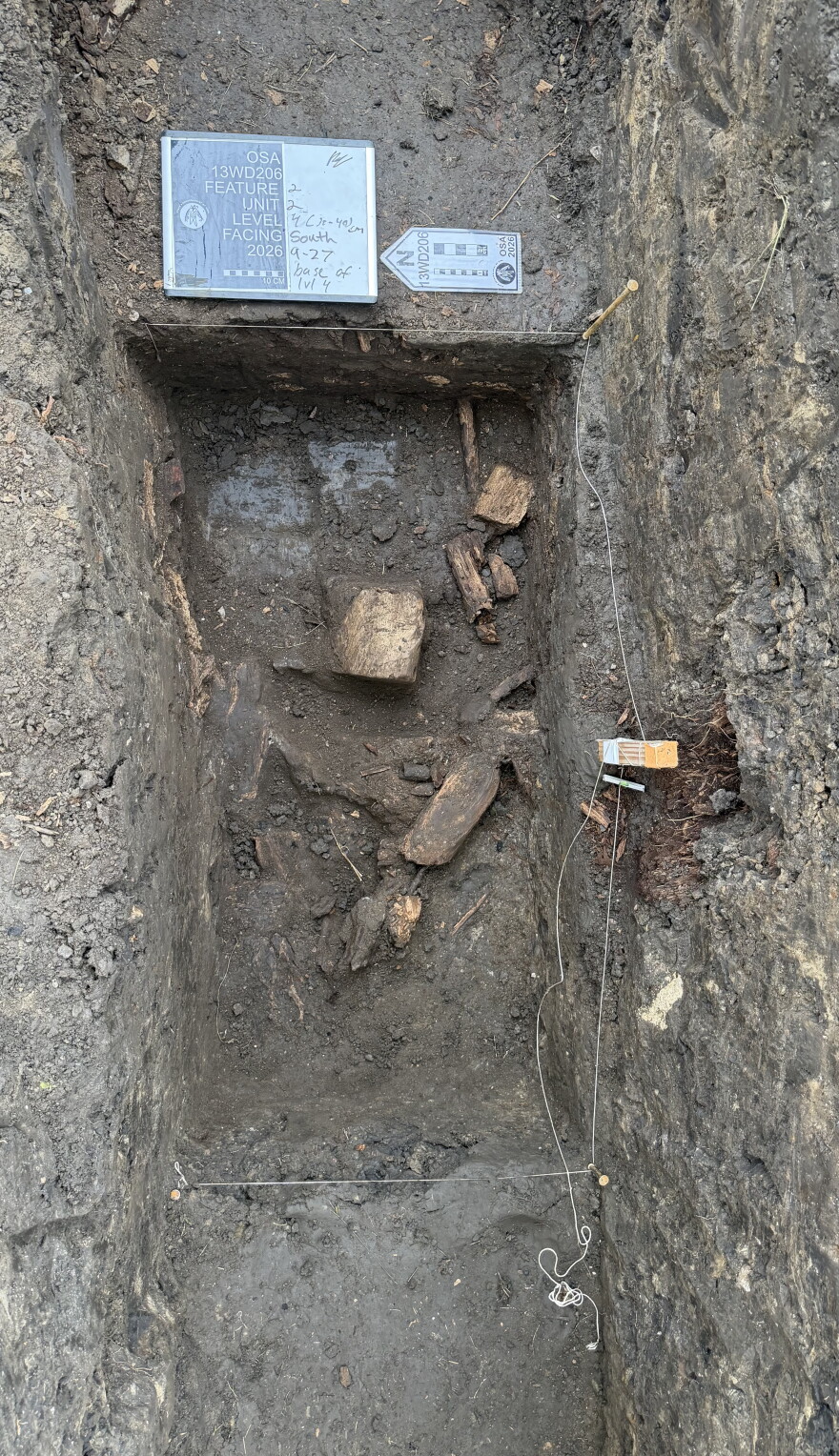 A dig by the Office of the State Archeologist at the grounds of the Sioux City Railroad Museum on Sept. 28,2026, appears to have turned up an area where the workers lived in a makeshift barracks. (Photo by Lead Archeologist Mike Betsinger)