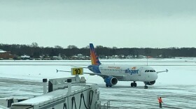 An Allegiant airplane from St. Petersburg, Florida, arrives at the Peoria International Airport around noon Feb. 3. The plane was the first to arrive in Peoria since Tuesday evening.