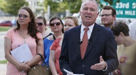 Attorney David Slane talks with media outside the Oklahoma Supreme Court clerk's office, August 9, 2016.