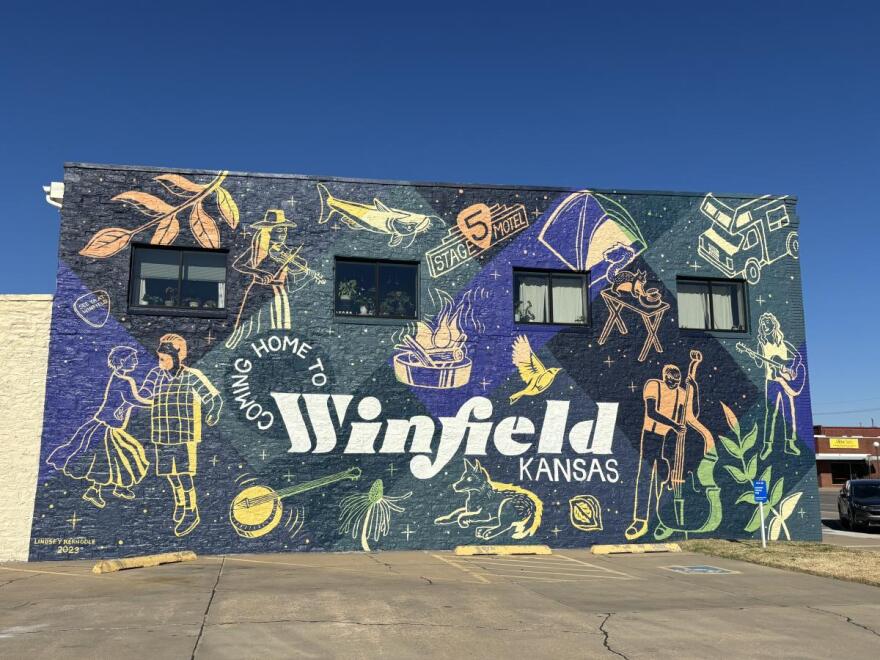 A mural in Winfield celebrates the town’s history.