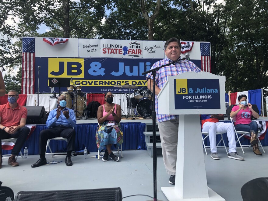 “Four years ago, Bruce Rauner and his Republican allies in the General Assembly were executing his assault on human services, his assault on unions, his anti-worker agenda, and we beat the hell out of him,” Pritzker told Democrats at the Governor's Day rally on the State Fairgrounds Wednesday.