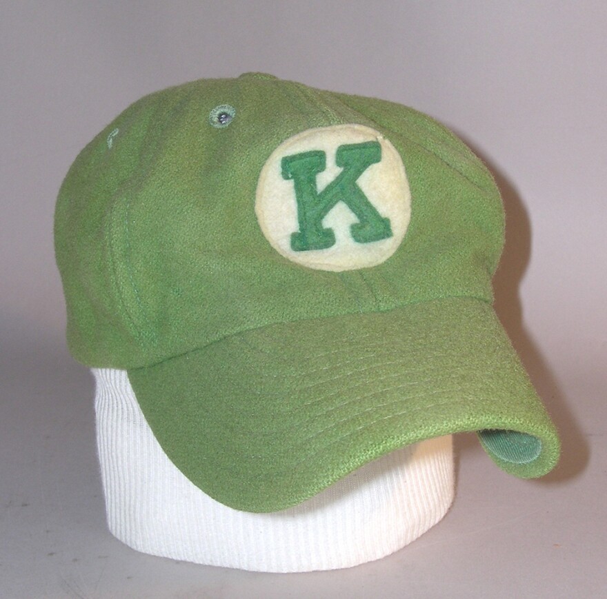 Kalamazoo Lassies baseball cap worn by Betty Jane Cornett, 1951.