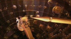 The National Ignition Facility's 192 laser beams focus onto a tiny target.