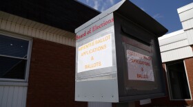 A dropbox for absentee ballot applications and ballots located outside the Geauga County Board of Elections office in Chardon, Ohio.