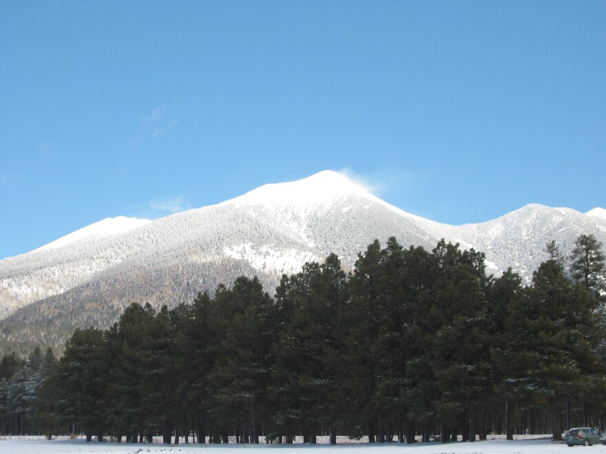 The snow-capped San Francisco Peaks