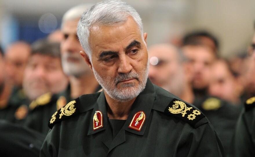 Iranian Quds Force commander Gen. Qassim Soleimani, seen in September, was killed Friday in a strike on the international airport in Baghdad.