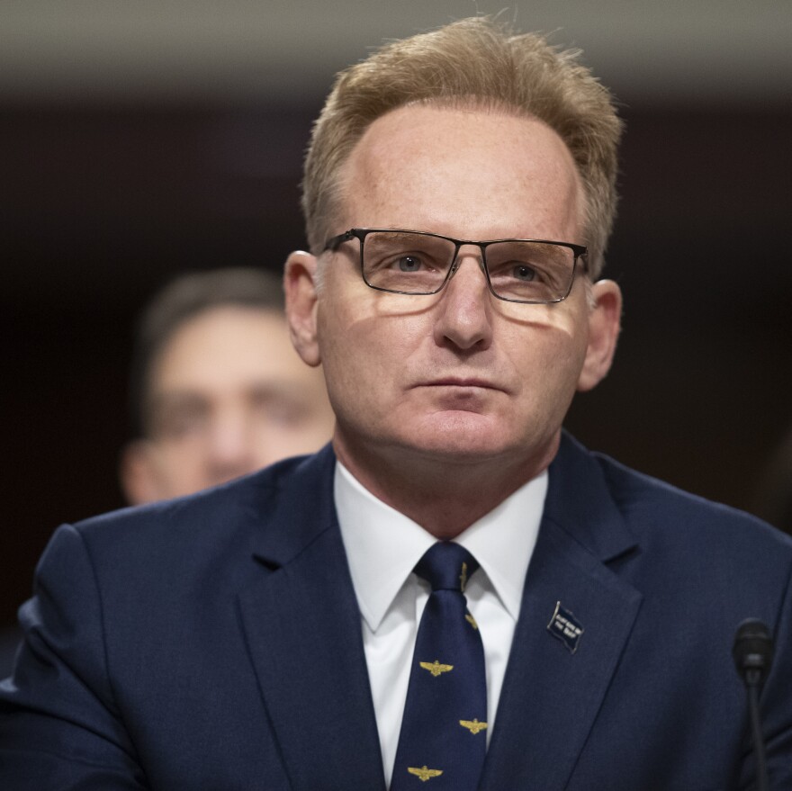 Acting Navy Secretary Thomas Modly testifies during a hearing of the Senate Armed Services Committee in December. On Thursday, Modly relieved Captain Brett Crozier of command of the USS Theodore Roosevelt.