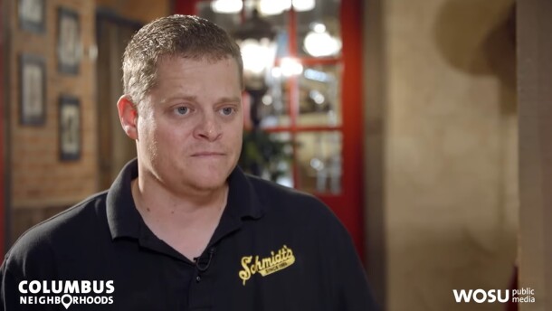 Matt Schmidt, a brand ambassador for his family's business Schmidt's Sausage Haus, speaks on Columbus Neighborhoods in 2024. Schmidt died in an Upper Arlington house fire on April 5, 2026.