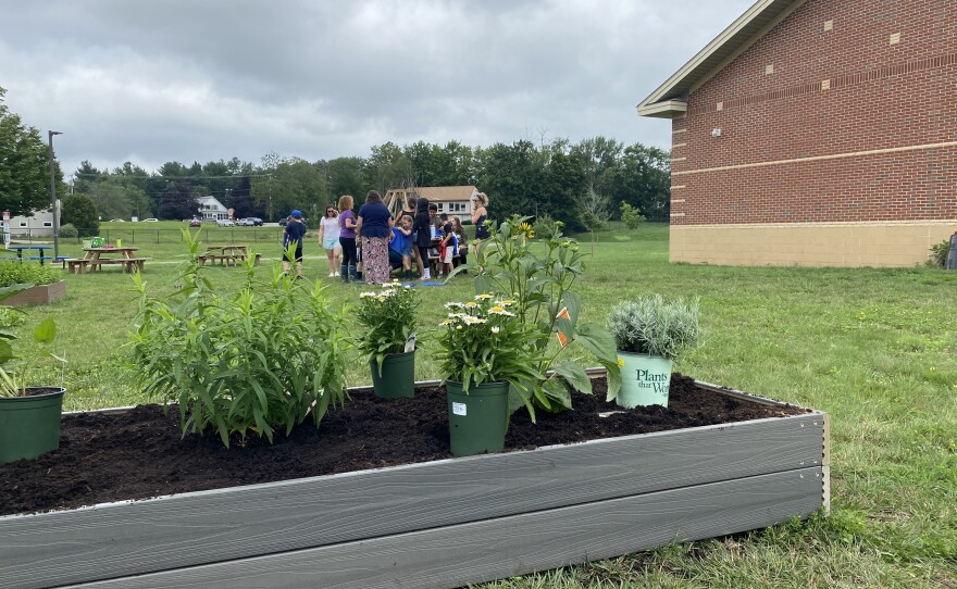 Students at Idlehurst Elementary School are doing math and science lessons in the pollinator garden.