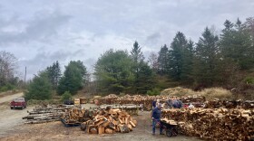The woodyard at the Downeast Wood Bank in Surry.