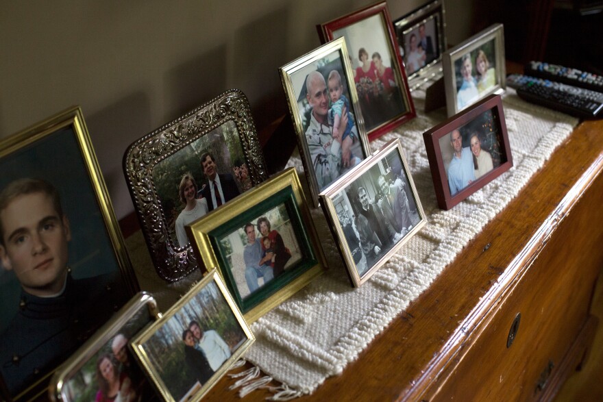 Family photos in the Scalia home.