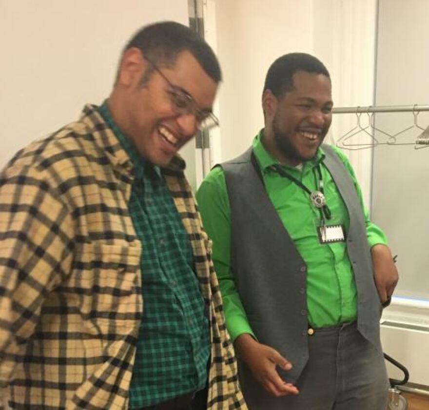 Dom (left) and Jerron backstage at a Tribute to LeadBelly at Carnegie Hall in February 2016