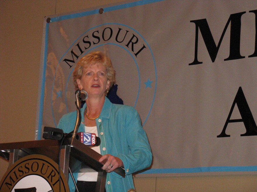 Robin Carnahan speaks to delegates at the Missouri AFL-CIO convention in St. Louis on Tuesday