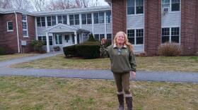 Tammie Docekal with a set of keys for her first apartment after being homeless for two years.
