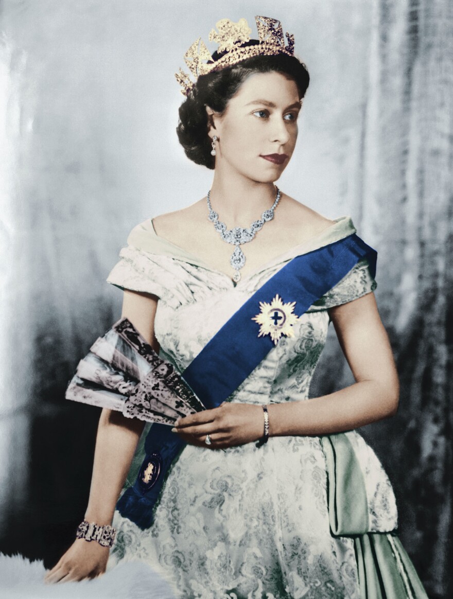 Queen Elizabeth II's portrait will no longer hang in a key gathering place at Oxford University's Magdalen College. Here, a portrait of the queen is seen from the same era.
