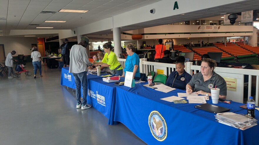 Dozens of service providers had tables set up in the mezzanine of FAMU's Lawson Center, offering all kinds of free help to veterans.