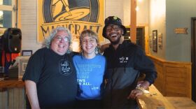 Three smiling WFYI staffers