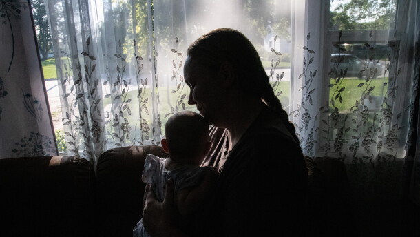 Natalie Krueger of Osmond, Nebraska, says she felt pressured into an epidural she did not want when she delivered her first child at a hospital. Her next child was born at home without assistance from medical providers. This year, Krueger had her second free birth with the arrival of her daughter, Aurora, in April.