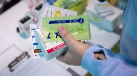 Fentanyl test strips provided for free during a Save a Life Day event in Morgantown, West Virginia, on Sept. 8, 2022.