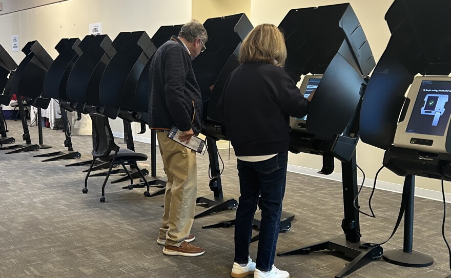 Democratic former Sen. Sherrod Brown and his wife, Connie Schultz, vote early in October 2026. Brown is running for reelection.