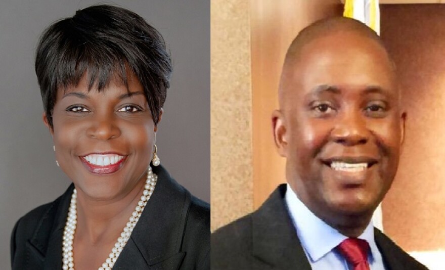 FAMU President Elmira Mangum and FAMU Board of Trustees Chairman Rufus Montgomery