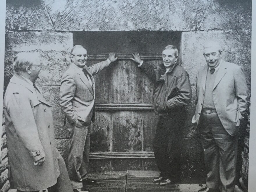 These four men found the Lascaux cave paintings in 1940. They returned to the cave entrance for this 1986 photo. From left to right, they are Georges Agniel, Simon Coencas, Jacques Marsal and Marcel Ravidat.
