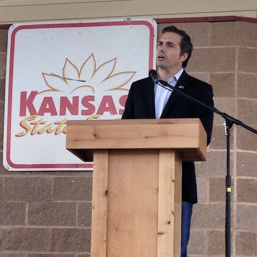 Independent candidate Greg Orman debates at the Kansas State Fair.