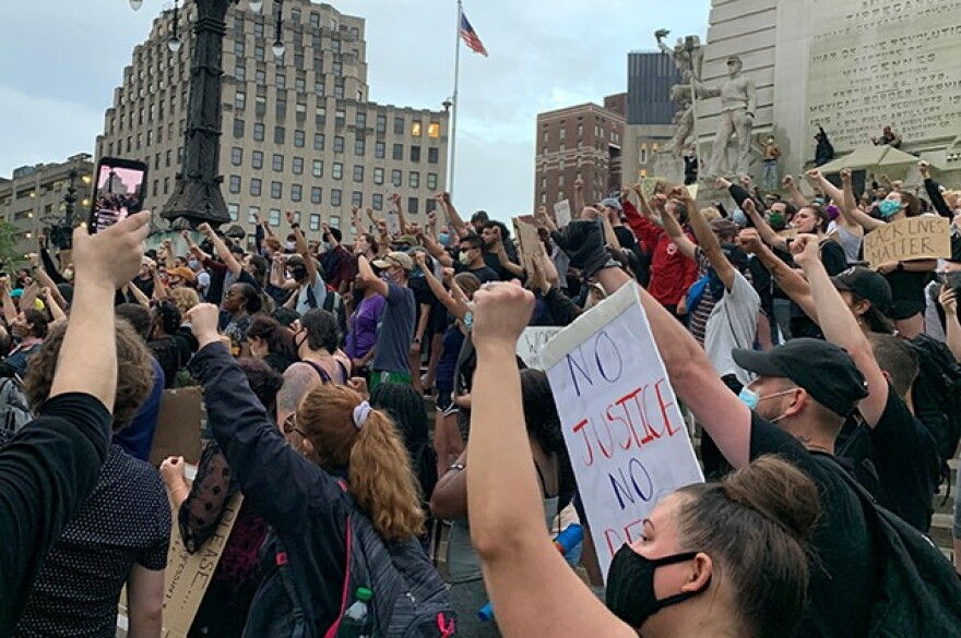 An earlier protest in Indianapolis.
