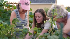 Shari Orr (center) has seven more hours of volunteer work until she graduates to a Master Gardener. “I get to volunteer alongside a great group of people who are extremely knowledgeable, and everything that we do serves our local community,” says Orr.