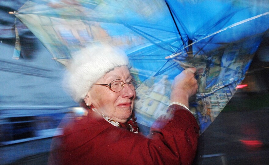 A storm called Kyrill sweeps through Germany with hurricane-strength winds in 2007.