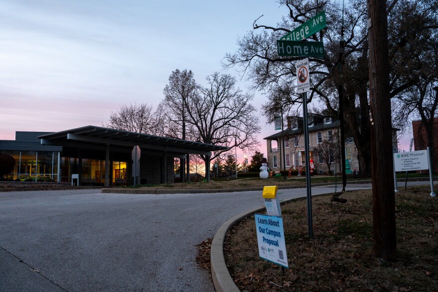 The sun sets behind the KVC Missouri's campus in Webster Groves. 