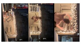 Screenshots from a video posted to Reddit on Sunday show a man harming a dog on an apartment balcony.