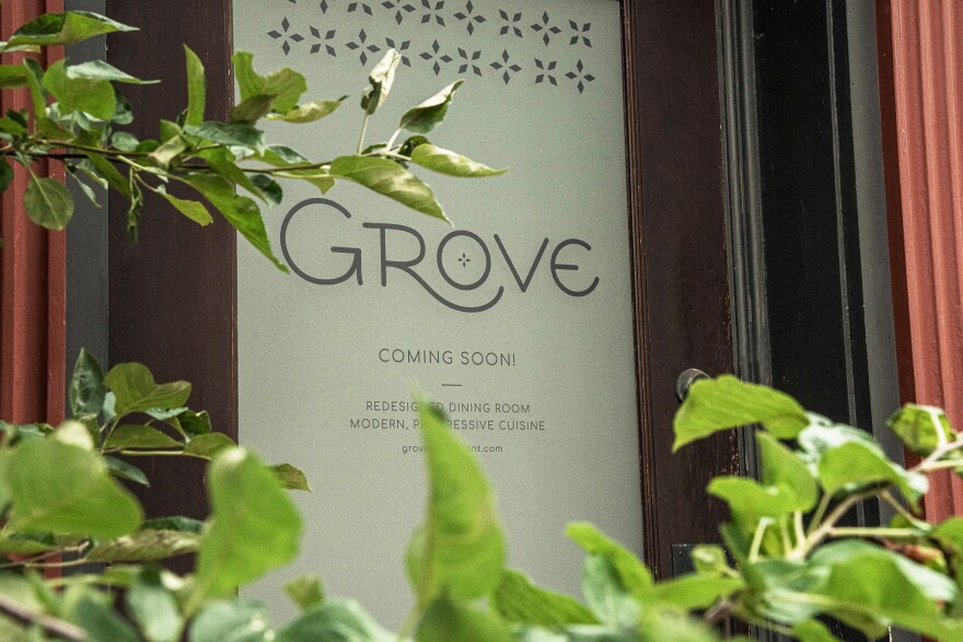 Grove coming soon door sign