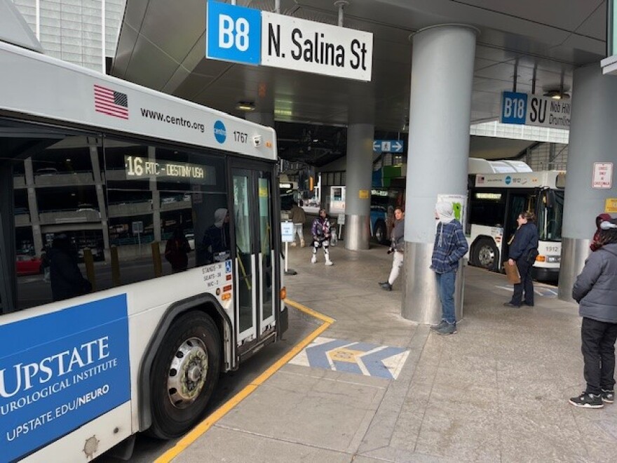 Passengers at the Centro Transit Hub Feb. 7, 2024.