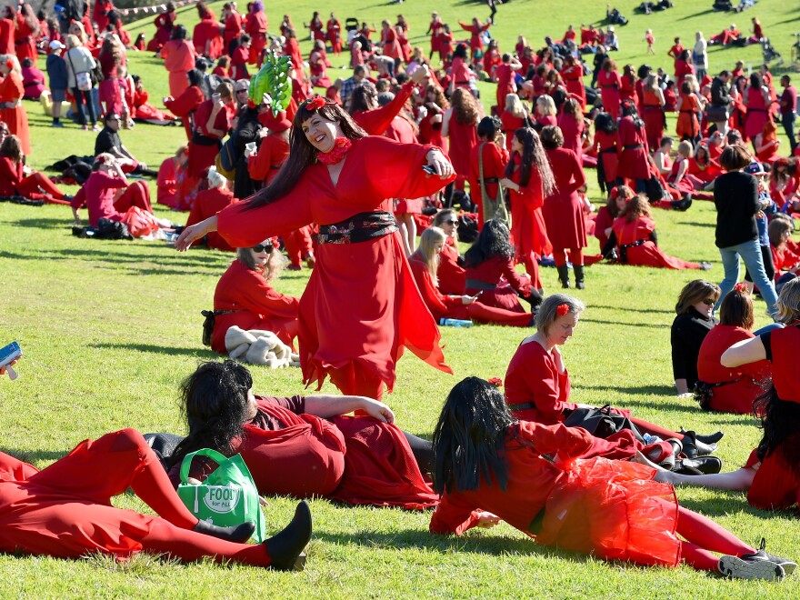 Kate Bush fans gather to mark 'The Most Wuthering Heights Day Ever' in Melbourne on July 16, 2016.